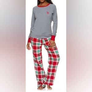 U.S. Polo Assn. Women's Long Sleeve Top and Plush Pant Pajama Sleep Set,…